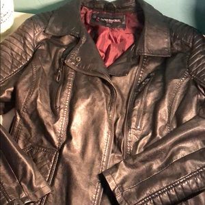 women’s black leather jacket XXL